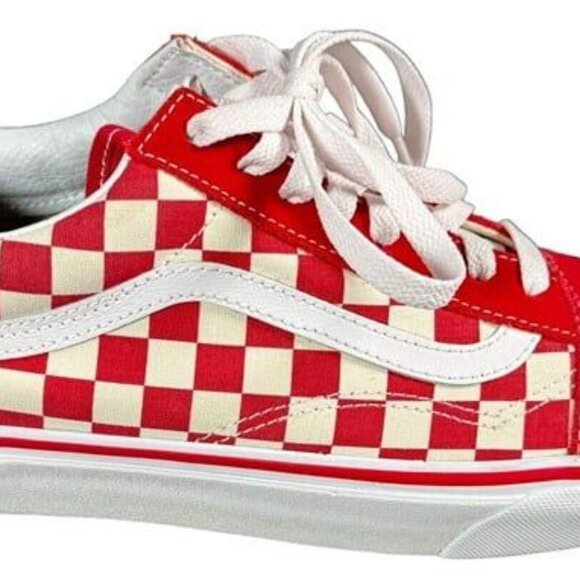 Vans Other - Vans Old Skool Checkerboard Skate Shoes Mens Size 9 Womens 10.5 - Red/White